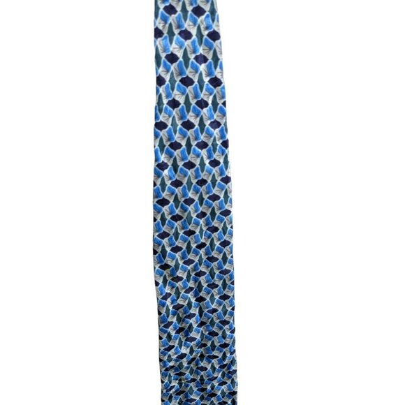 Aquascutum of London Silk Neck Tie Blue Gray Geometric Print - Picture 3 of 4